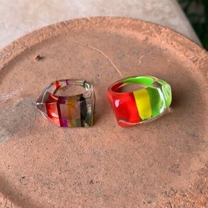 Resin pop art deco 1990 rings
